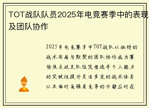 TOT战队队员2025年电竞赛季中的表现及团队协作